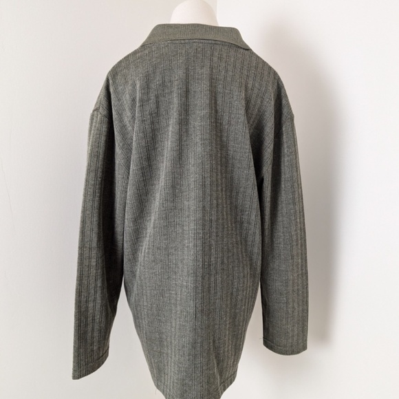 90's Cardigan Jacket Forest Green Long Sleeve Zip-up Zipper Collar Ribbed - Picture 6 of 7